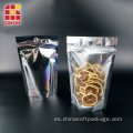 Ninguna bolsa de comida impresa Mylar Foil Stand Up Pouch con Ziplock